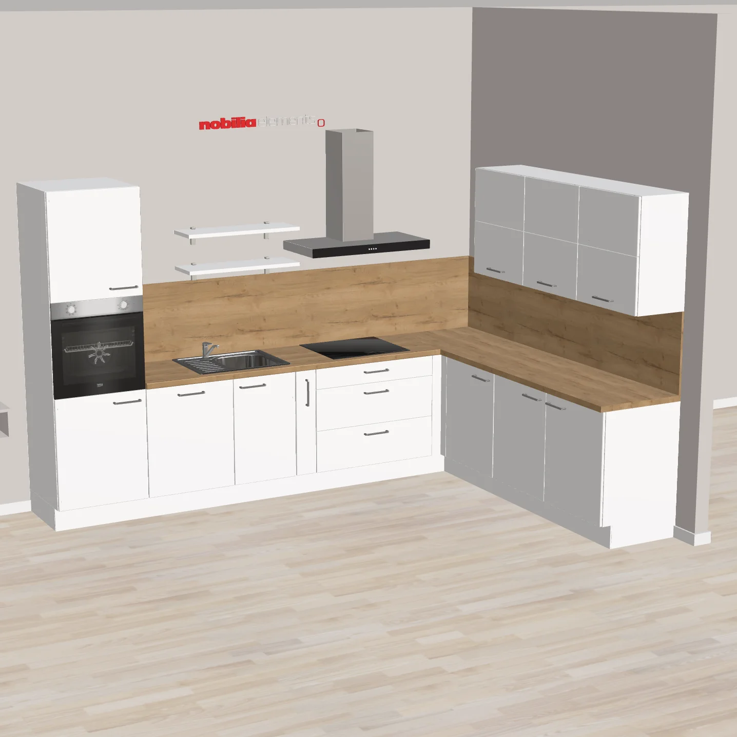 nobilia L-Küchentraum für die ganze Familie Völklingen 399 x 299 cm weiß Matt Beton Schiefergrau gute Ausstattung wie Apothekerschrank und Platz mit Stauraum